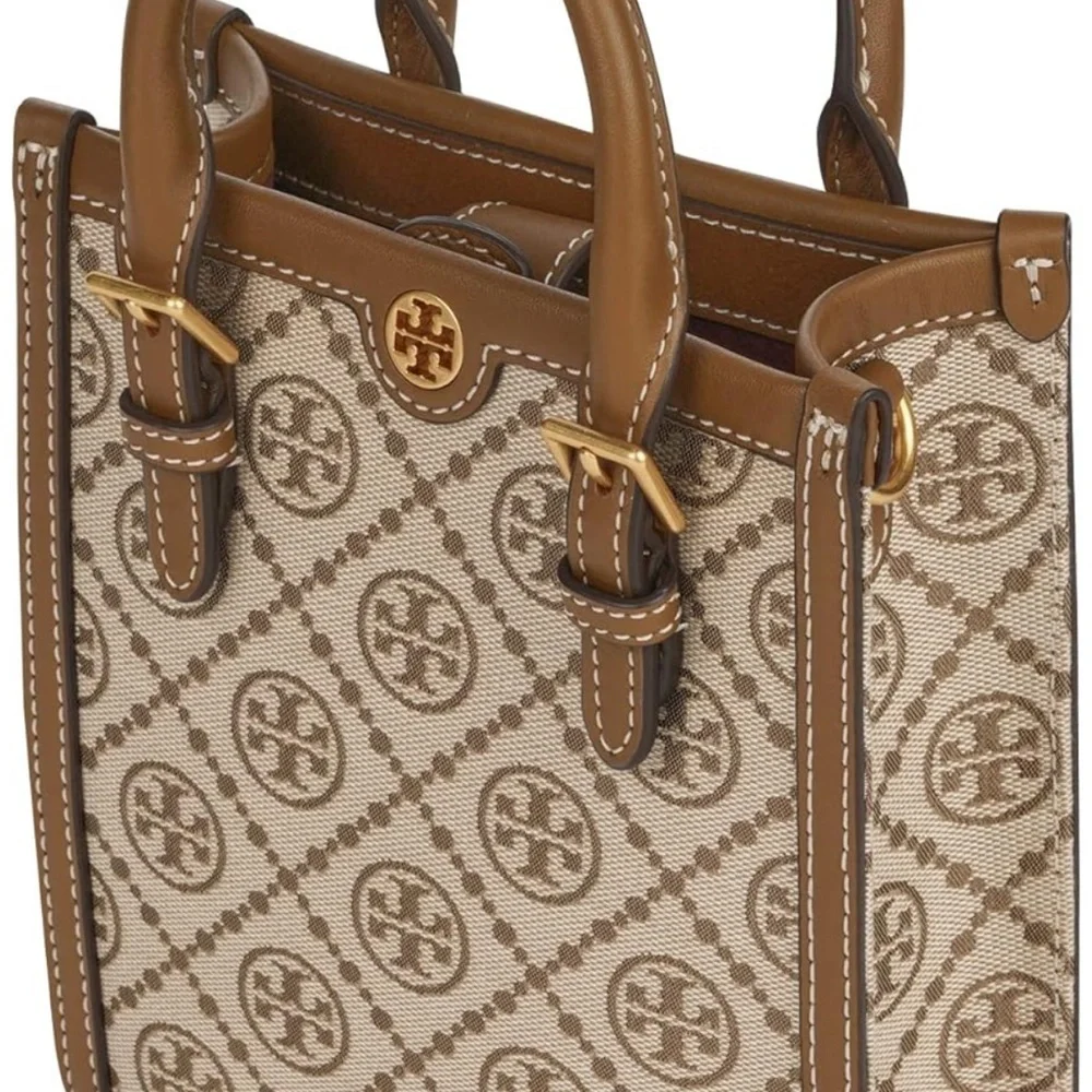 Tory Burch Jacquard Mini Tote, Light Brown, Hazel, HAZELNUT NWOT